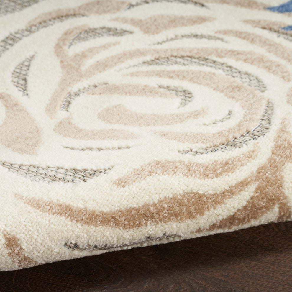 Nourison Aloha 7'10" Round Blue Grey Contemporary Area Rug