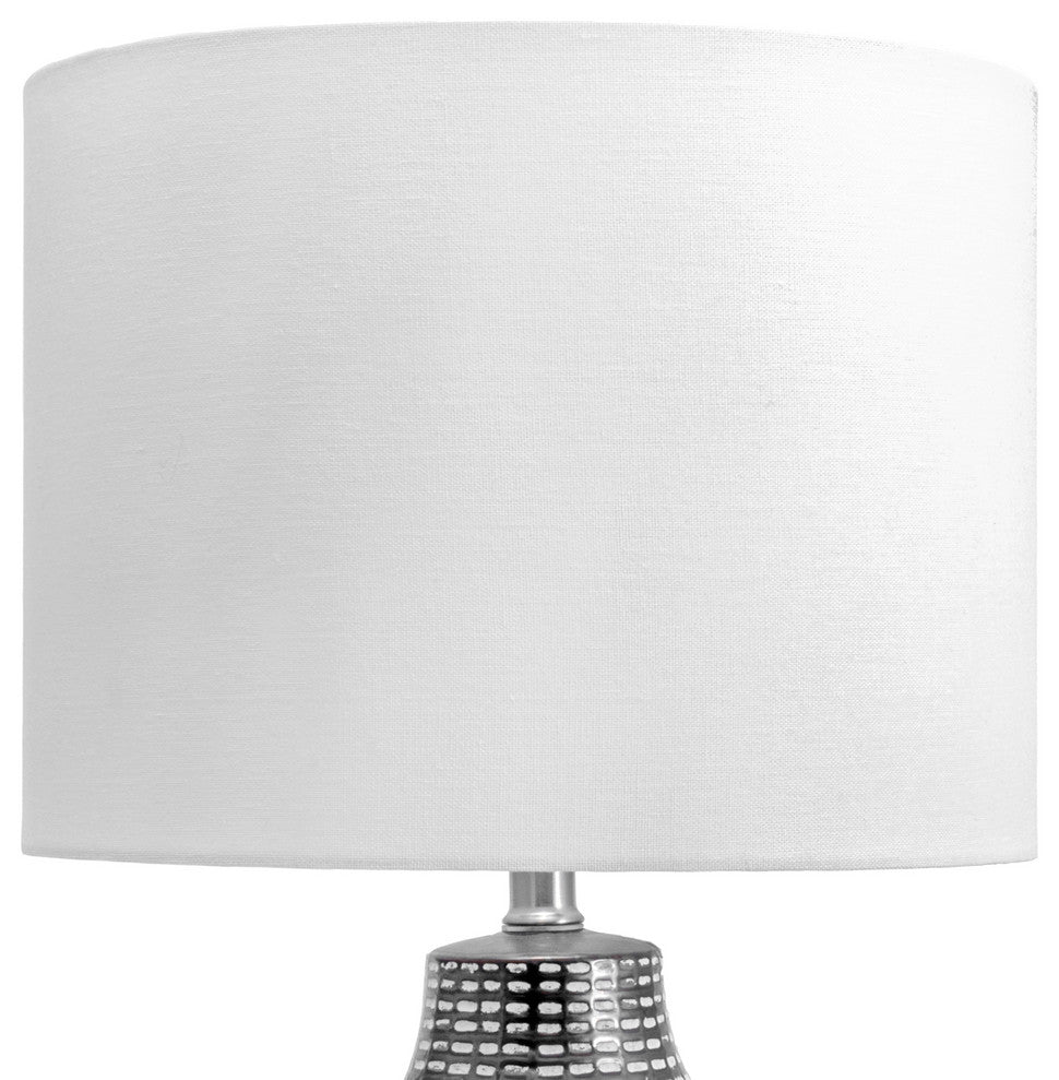 Nuloom Ceramic Linen Shade Black and White Finish On-Off Switch Table Lamp, 26"