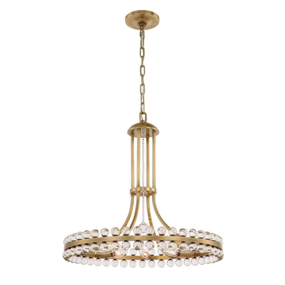 Crystorama Clover 8-Light Chandelier, Aged Brass