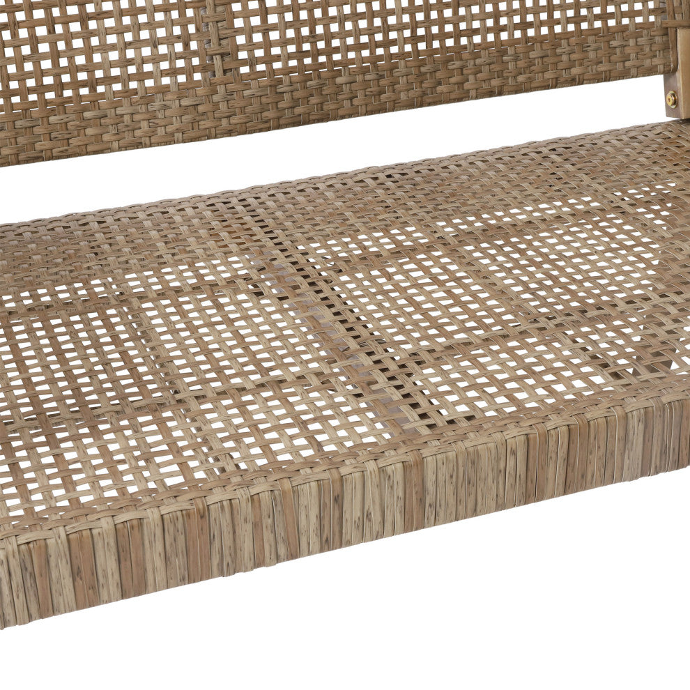 Elmcrest Outdoor Wicker and Acacia Wood 4 Seater Chat Set