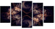 Dark Gold Fractal Flower Pattern, Abstract Wall Art Canvas, 60"x32", 5 Panels