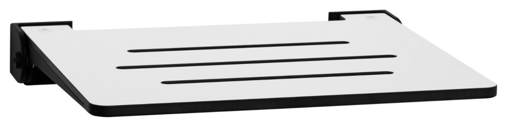 Seachrome SlimLine Folding Wall Mount Shower Seat, White With Matte Black