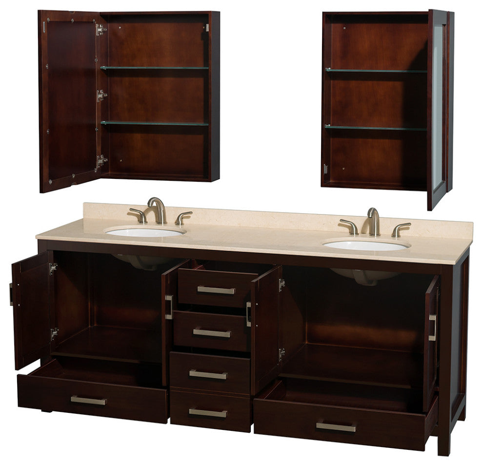 Wyndham WCS141480DESIVUNOMED Espresso Finish 80 Inch Double Bathroom Vanity
