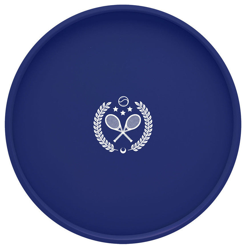 Kasualware 14" Round Serving Tray Blue Tennis
