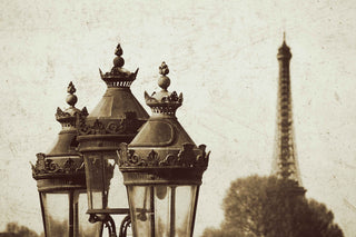 "Lamps and Eiffel Tower" Painting Print on Wrapped Canvas