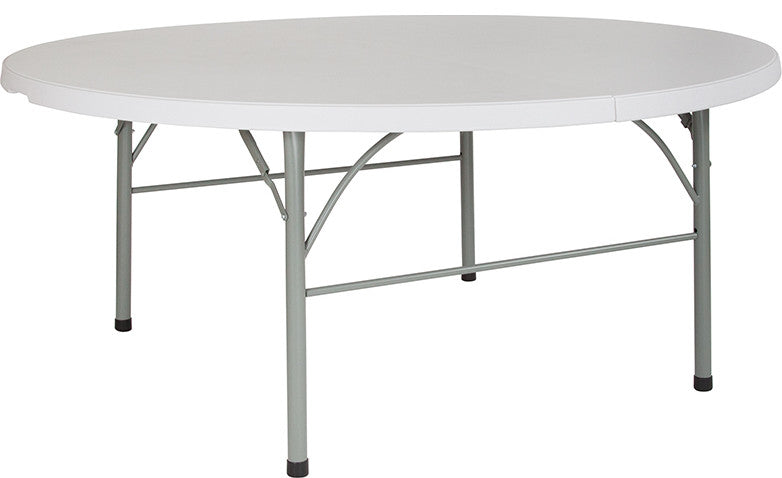 72'' Round Bi-Fold Granite White Plastic Folding Table