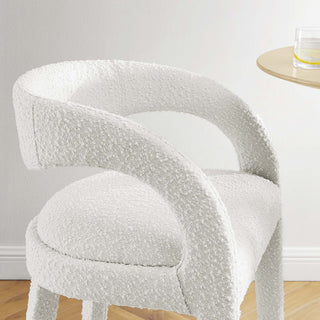 Pinnacle Boucle Upholstered Bar StoolSet of 2, Ivory Silver