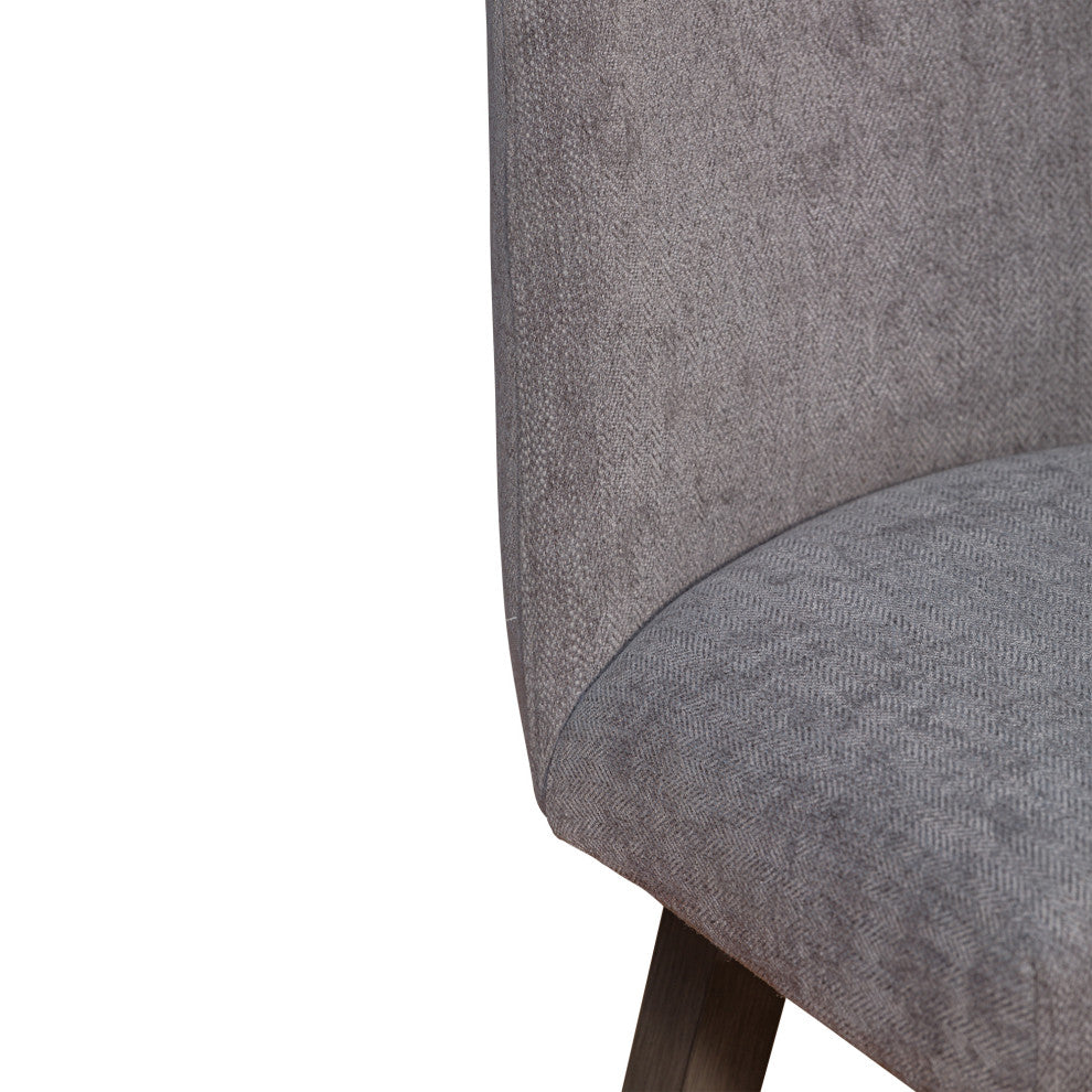 Amalie Swivel Counter Stool in Grey Oak Wood Finish with Mocha Fabric