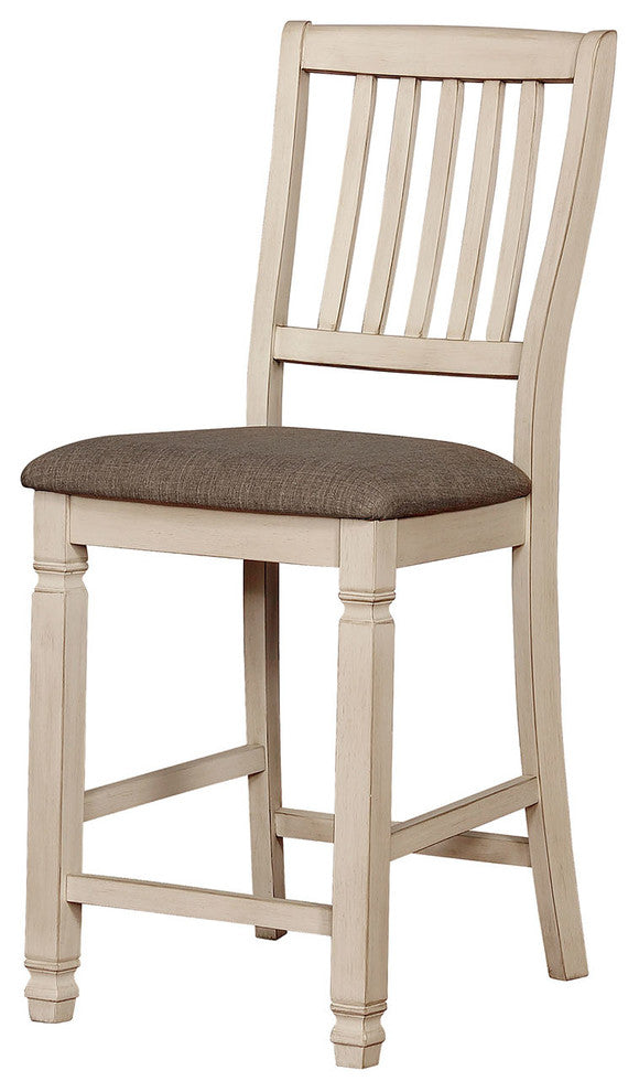 Transitional Style Solid Wood Side Chair with Fabric Upholstered Seat, Pack of 2