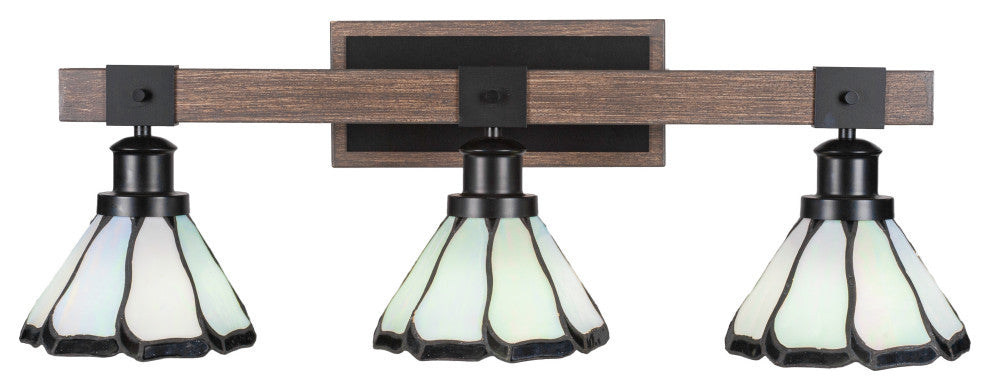 Tacoma 3-Light Bath Bar, Pearl & Black Flair Art