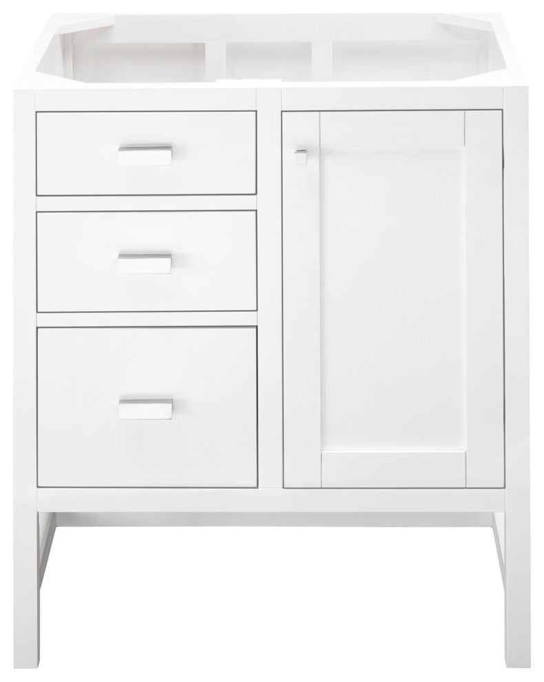 Addison 30" Single Vanity Cabinet, Glossy White, No Top