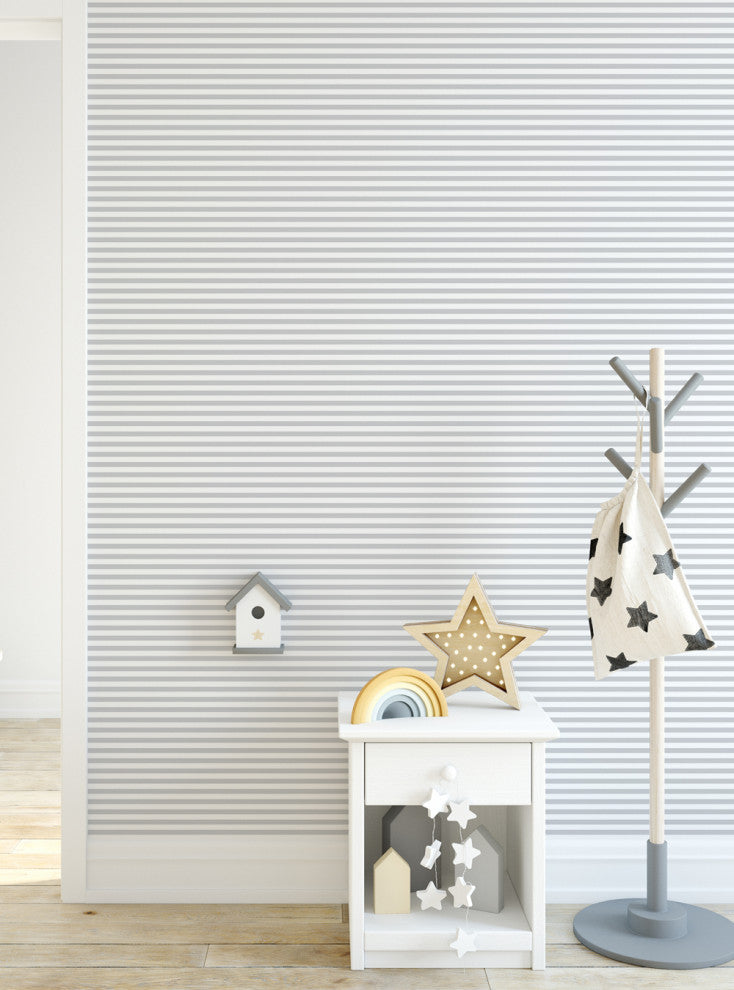 Thin Horizontal Stripes Peel and Stick Vinyl Wallpaper, 24"w X 60"h
