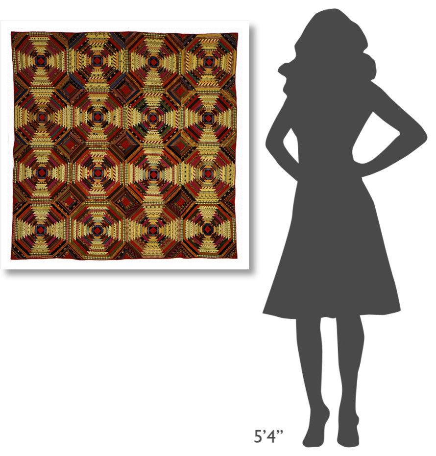 "Quilt, 'Log Cabin' Pattern, 'Pineapple' variation" Paper Art, 38"x38"
