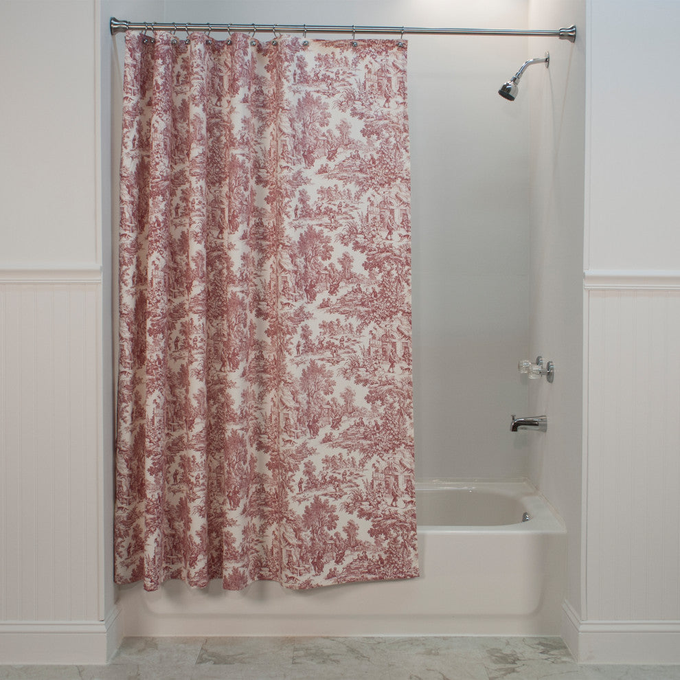 Ellis Curtain Victoria Park Toile 70"x72" Shower Curtain, Blue, Red