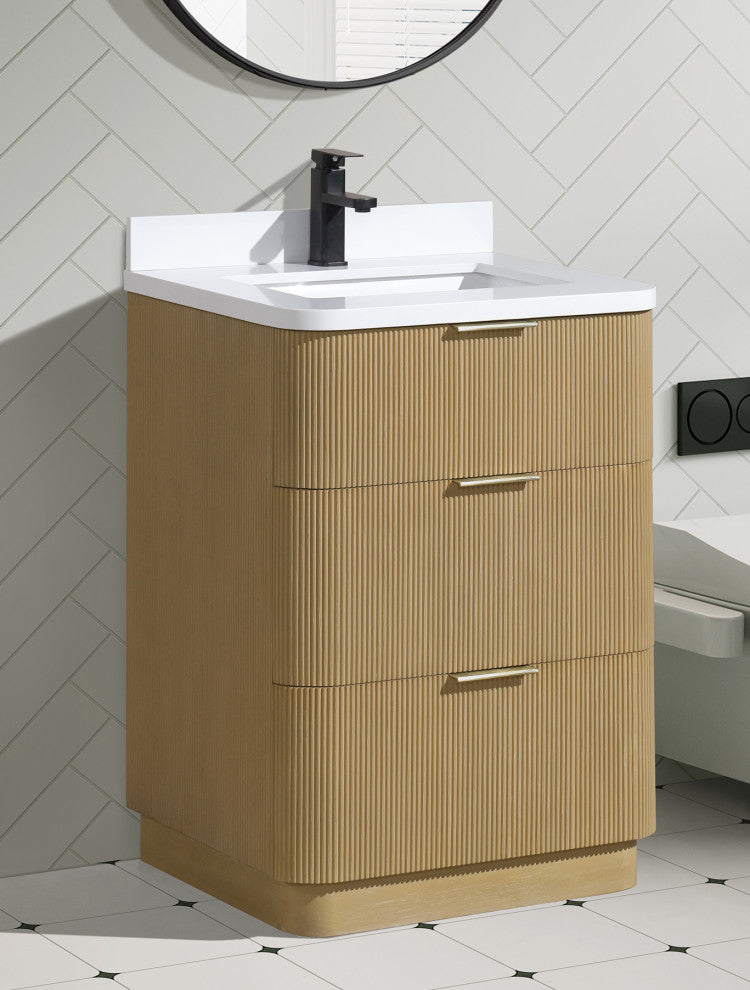 Ari Kitchen and Bath Calamigo 24" Freestanding Bathroom Vanity Oak