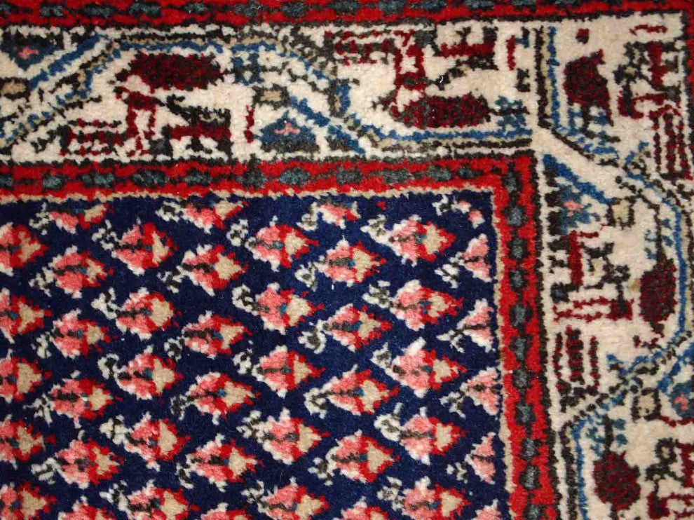 Handmade Vintage Indian Seraband Rug, 2'x4', 62cmx124cm 1970s