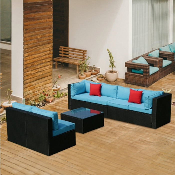 5 Piece Rattan Sectional Outdoor Outdoor Patio Furniture