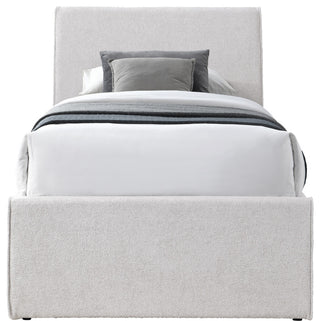 Myles Upholstered Trundle Bed, Cream, Twin, Chenille Fabric