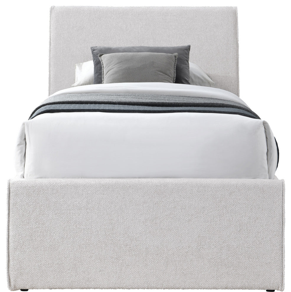 Myles Upholstered Trundle Bed, Cream, Twin, Chenille Fabric