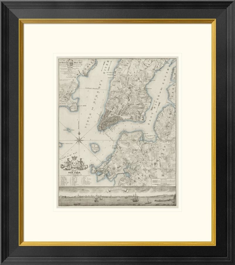Plan, New York, Copied From The Ratzger Map, Decorative Blue Shading, 21"x24"