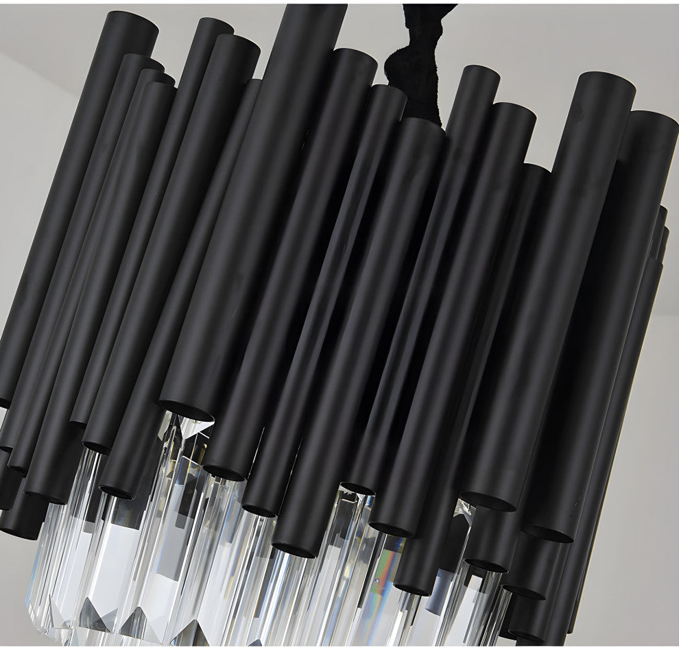 Munsingen | Modern Black Crystal Lighting for Kitchen Island, Cone Crystals, 3 Pcs