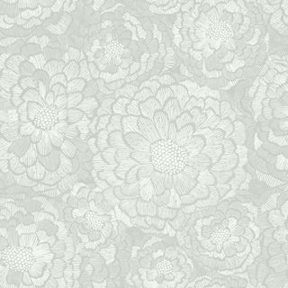 Gray & White Zen Dahlia Peel & Stick Wallpaper