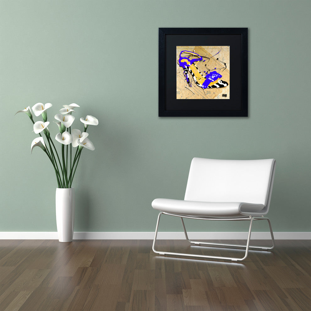 'Zebra Heel Blue' Matted Framed Canvas Art by Roderick Stevens