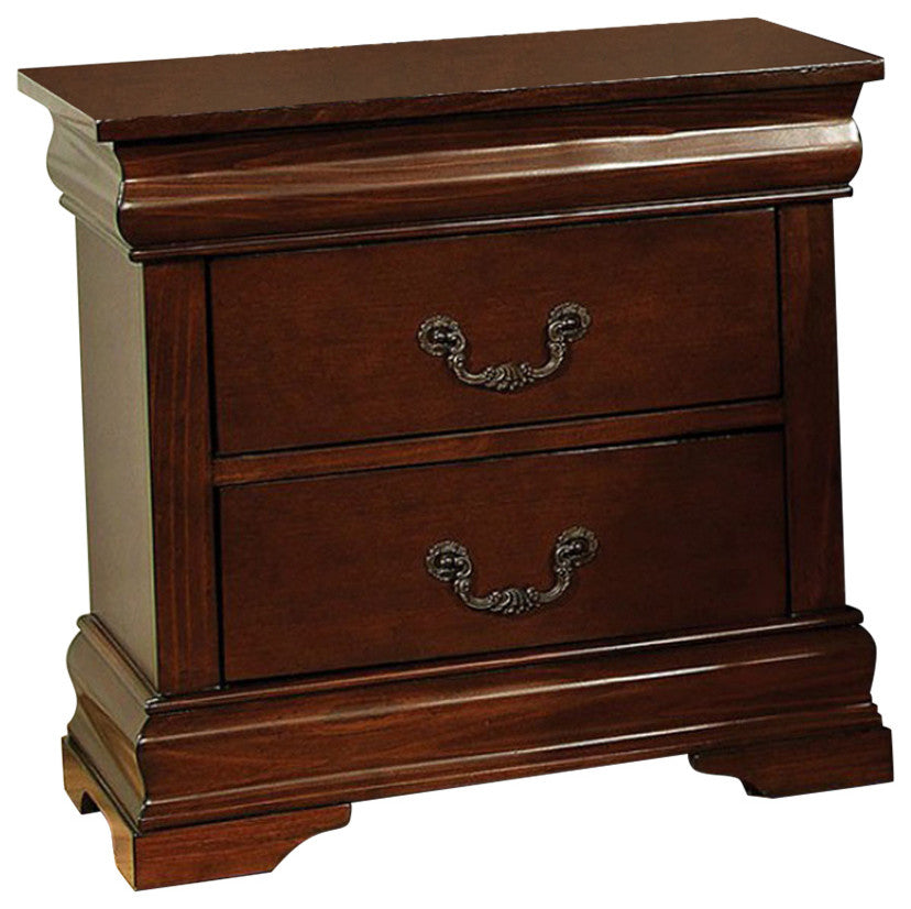 Velda II Traditional Style Nightstand, Cherry Finish