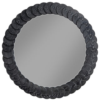Revolve Oak Veneer Mirror, Black, Round