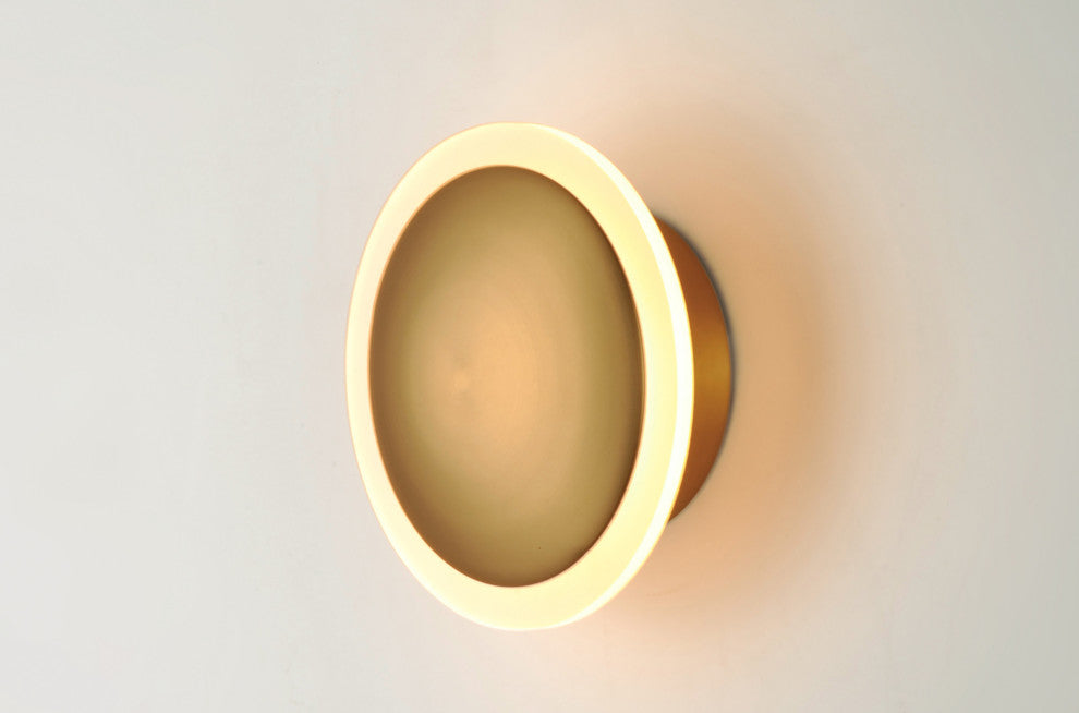 ET2 E21540-90 Saucer 7" Tall LED Wall Sconce - Black / Gold