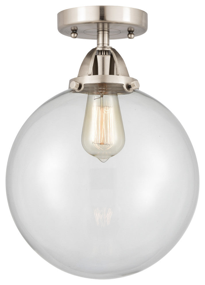 Beacon Semi-Flush Mount, Brushed Satin Nickel, Clear, Clear