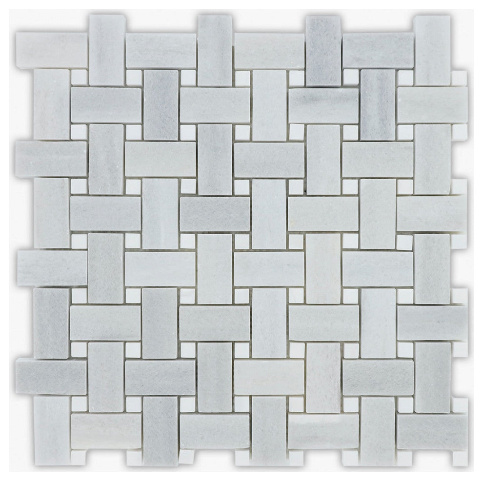 Marmara and Dolomiti Polished 1x2 Basket Weave Marble Mosaic