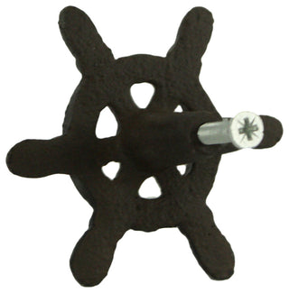 Dark Brown Cast Iron Nautical Ship Wheel Drawer Pulls or Cabinet Knobs Set of 1