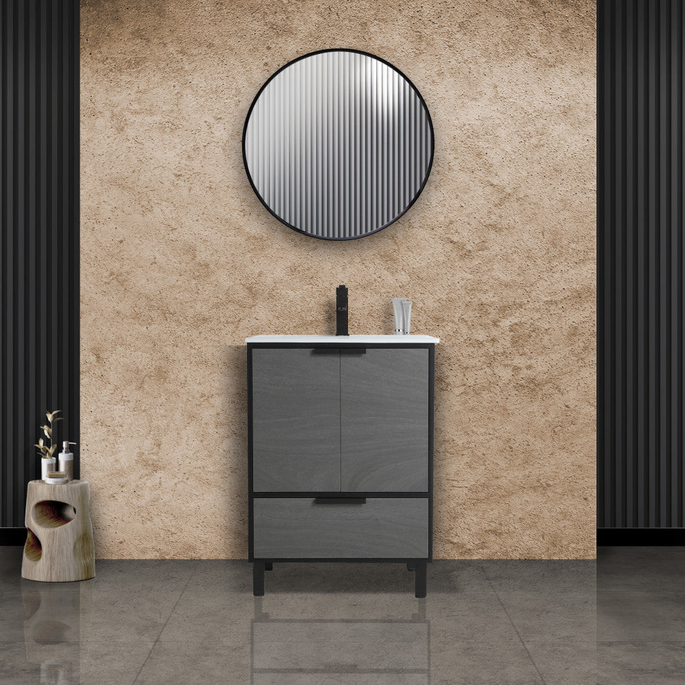 Fine Fixture Bathroom Vanity and Sink, 24"Clasic Gray ADA Compliant, Classic Gra