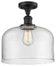 X-Large Bell 1-Light Semi-Flush Mount, Matte Black, Clear