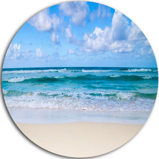 Serene Blue Tropical Beach, Seashore Round Wall Art, 23"