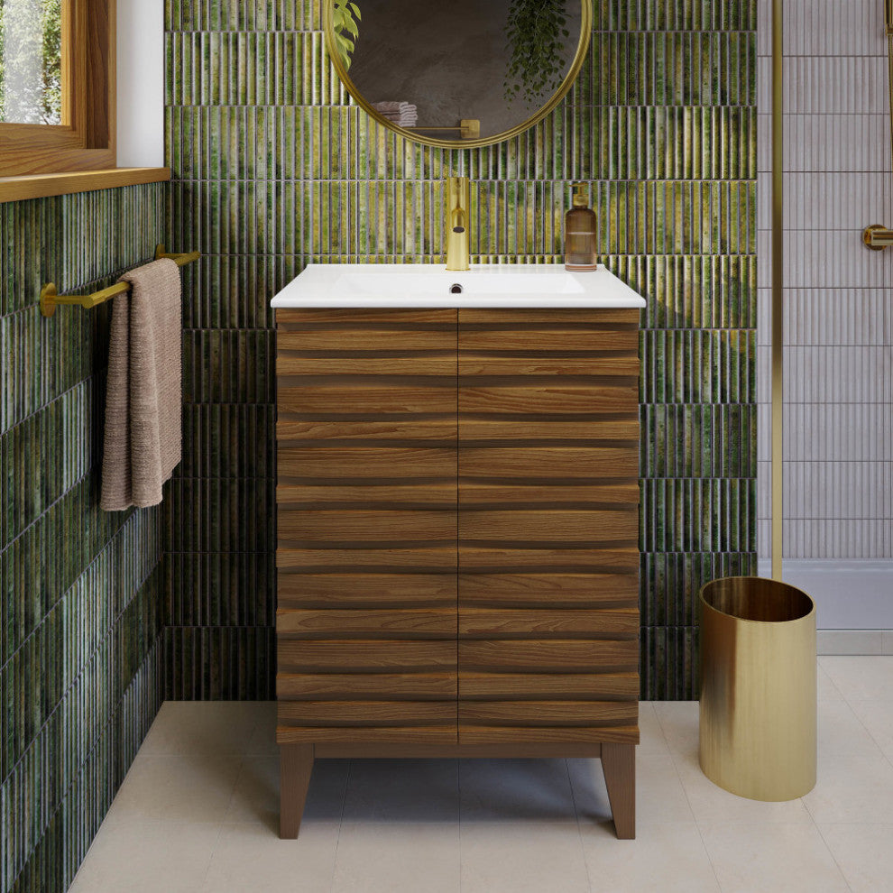 Cascade 24 '' Bathroom Vanity, Brown Oak