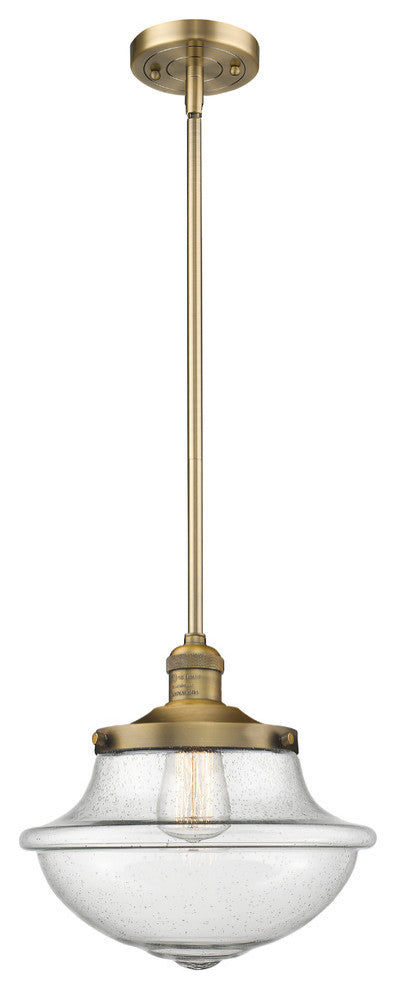 Large Oxford 1-Light Mini Pendant, Brushed Brass, Seedy