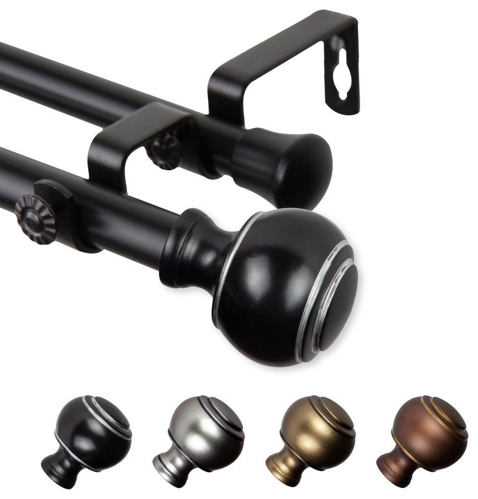Hal 13/16" Double Curtain Rod Black
