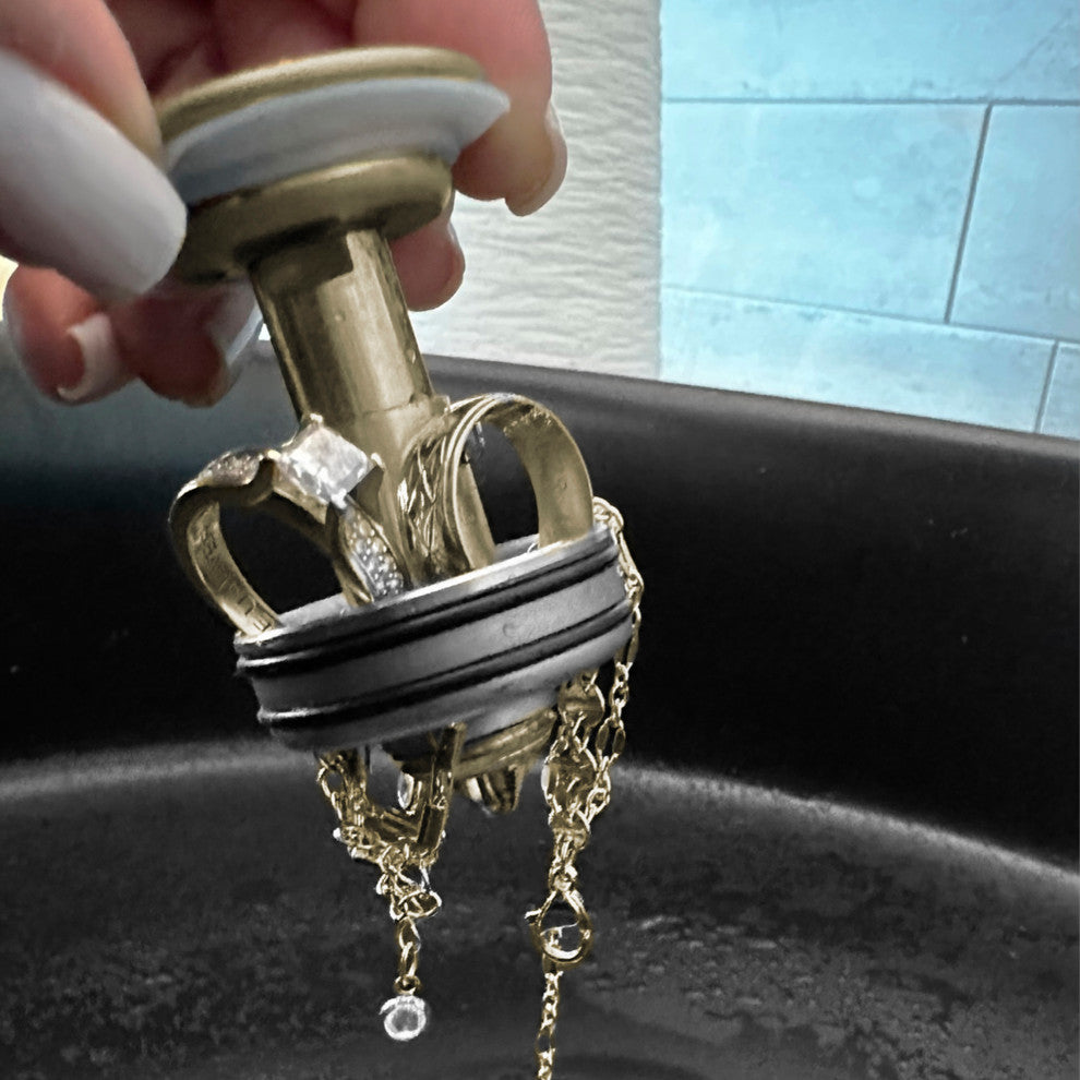STYLISH Brushed Gold Standard Pop-Up Vessel Sink Drain with Overflow D-703G