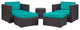 Espresso Turquoise Convene 5-Piece Outdoor Patio Sectional Set
