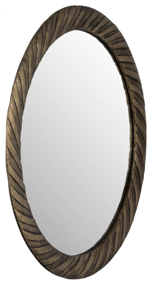 Metal, 29", Hurricane Pttrn Mirror, Bronze