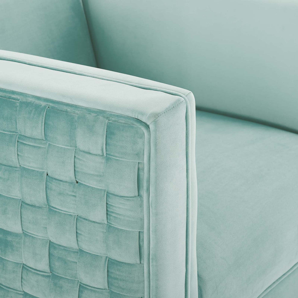 Armchair Accent Chair, Velvet, Blue, Modern, Living Lounge Hotel Hospitality