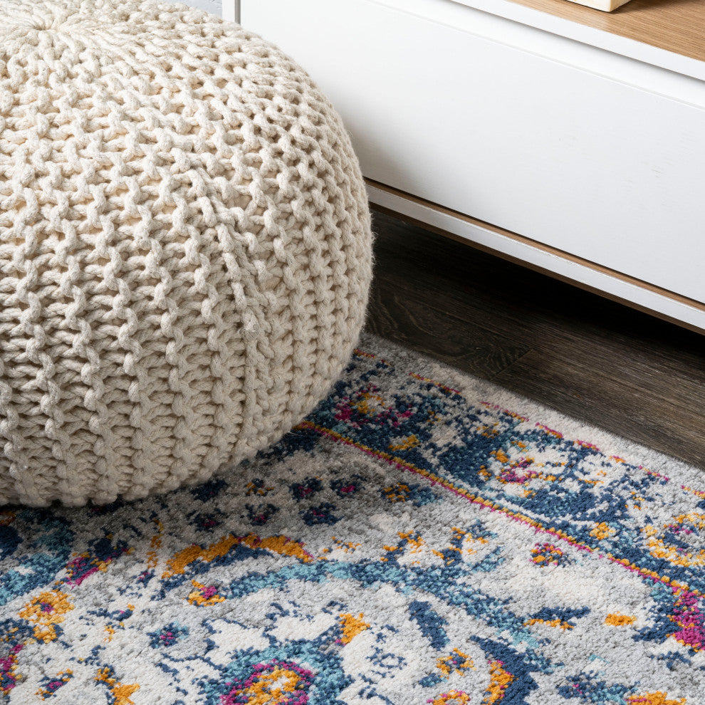 Izil Modern Persian Light Gray/Blue 3'x5' Area Rug