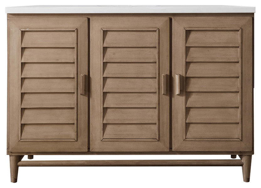 Portland 48" Vanity, White Washed Walnut, Without Top