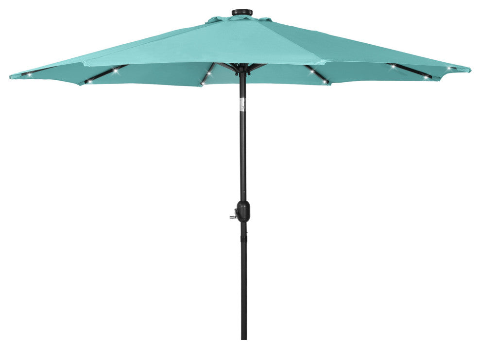WestinTrends 9Ft Outdoor Patio Solar Powered LED Light Market Table Umbrella, Turquoise