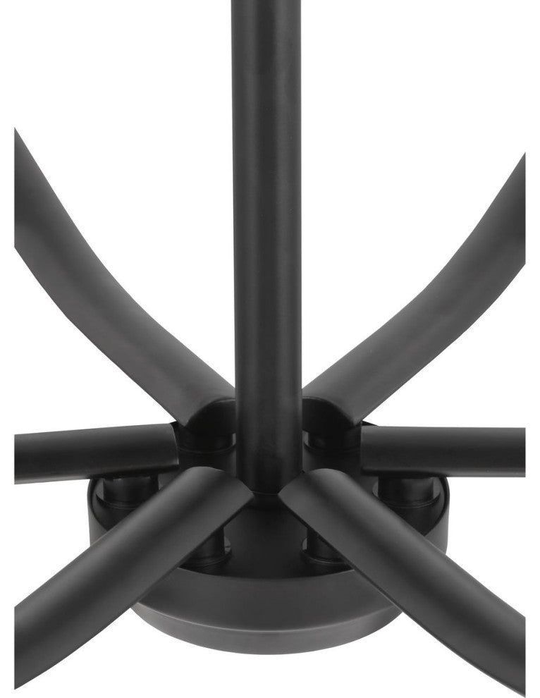 Adley Collection Nine-Light Matte Black Etched White Opal Glass Chandelier