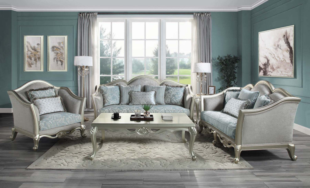 Linen Upholstery Loveseat, Light Gray