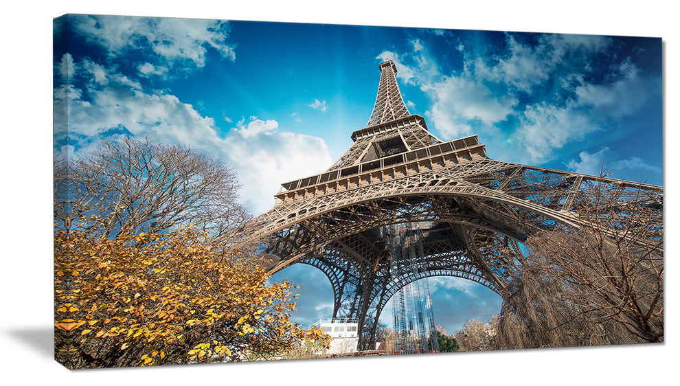 "Paris Eiffel Tower and Blue Paris Sky View" Cityscape Art, 32"x16"