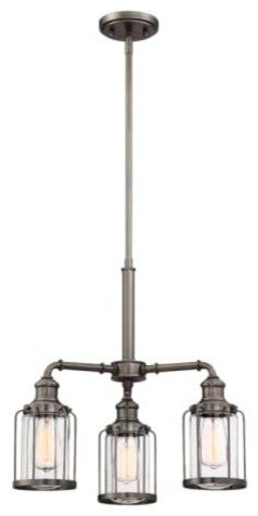 Anson 3-Light Chandelier, Satin Copper Bronze